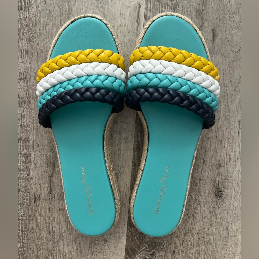 Gianvitto Rossi Marbella Espadrilles Slide Mule Sandals Jute Wrapped Platform